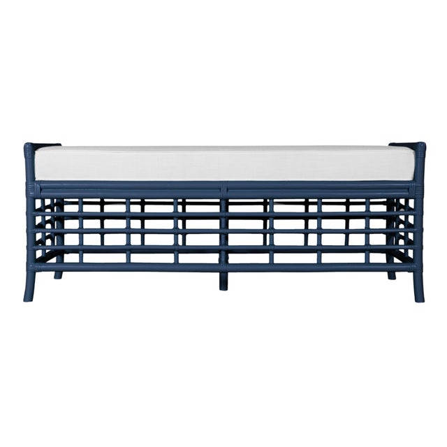 Wood Luna Bench - Navy For Sale - Image 7 of 7