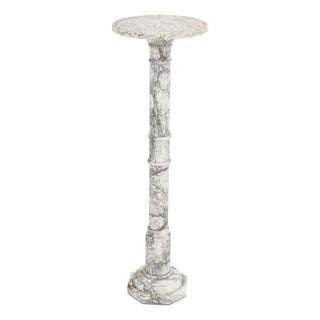 Neoclassical Grey Veined White Alabaster Pedestal For Sale