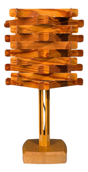 Swedish Modern, Large Table Lamp, Lacquered Pine, Sweden, 1970s