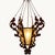 Large 6-Sided Chandelier in Frosted Glass with Wrought Iron Bird Decorations, Italy, 1940s, in Worn conditions. Designed...