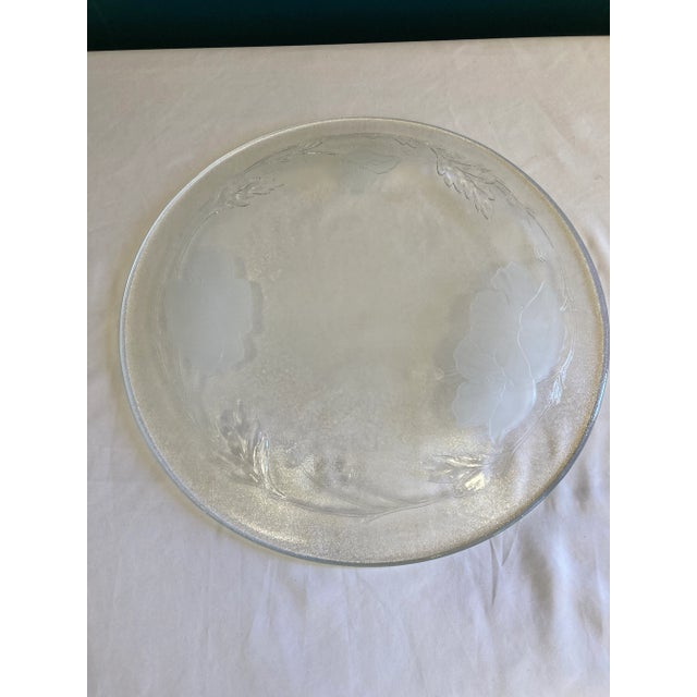 1990s Large 1990s Glass Floral Serving Platter For Sale - Image 5 of 5
