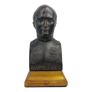 Late 20th Century French Empire Style Napoleon Bust Paperweight – Cast Metal Faux Bronze Desk Sculpture