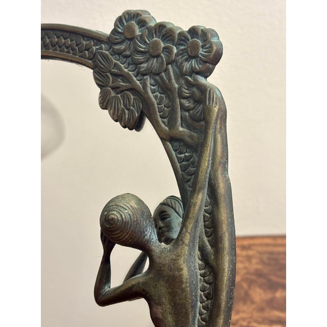 Art Deco 1960s Art Nouveau Revival Figural Tabletop Vanity Mirror For Sale - Image 3 of 8