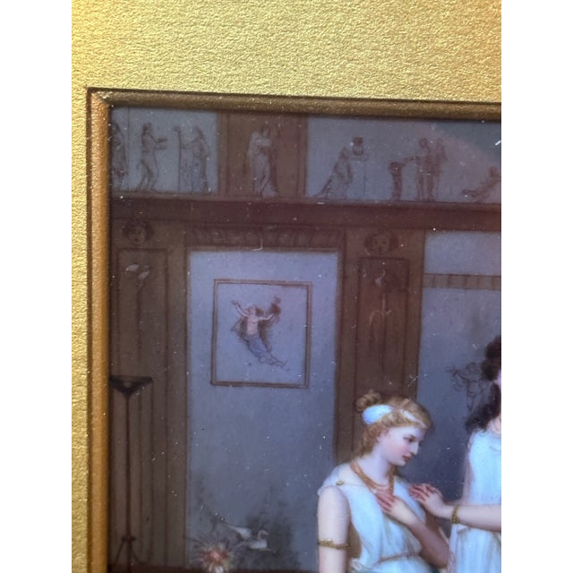 Late 19th Century European Painting on Porcelain. Gilded Frame in Shadow Box. 19th Century For Sale - Image 5 of 11