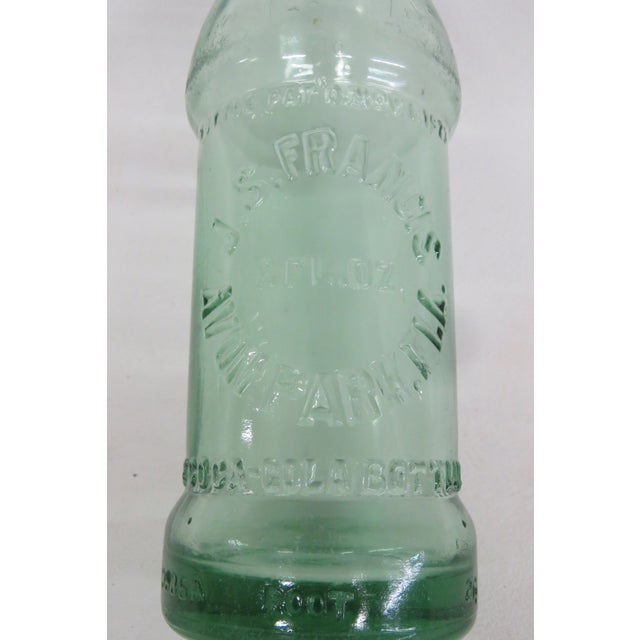 American Coca Cola Bottle by J S Francis Bottling Company 1920s Usa Green Glass 4493b For Sale - Image 3 of 12