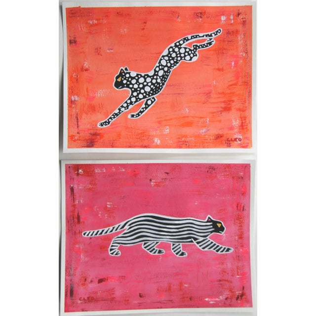 Tiger Black Raspberry Expressionist Pop Art Abstract Original Paintng by Cleo Plowden For Sale - Image 10 of 11