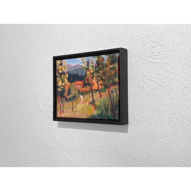 Impressionist Gusty (plein air Golden Gate Canyon SP) by Tracy Wall | Oil on Canvas Landscape with trees and hills For Sale - Image 3 of 4