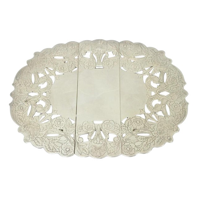 Vintage LBS Co Victorian Silver Plated Expanding 3 Section Pot Trivet For Sale