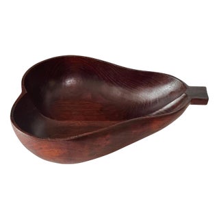 Vintage French Wooden Pear-Shaped Bowl, 1970s For Sale