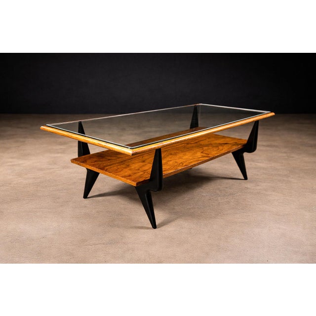 Brazilian Mid-Century Modern Coffee Table in Caviúna & Glass by Fratte, 1950s For Sale - Image 14 of 14