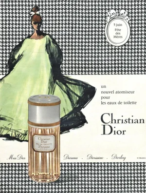 1966 Mid-Century French Christian Dior Perfume Advertisement Print-Matted