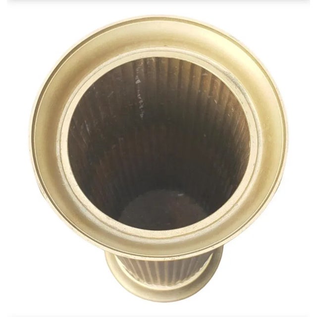 Mid-Century Modern Vintage Ribbed Brass Umbrella Stand Cane Holder, Circa 1960s For Sale - Image 3 of 7