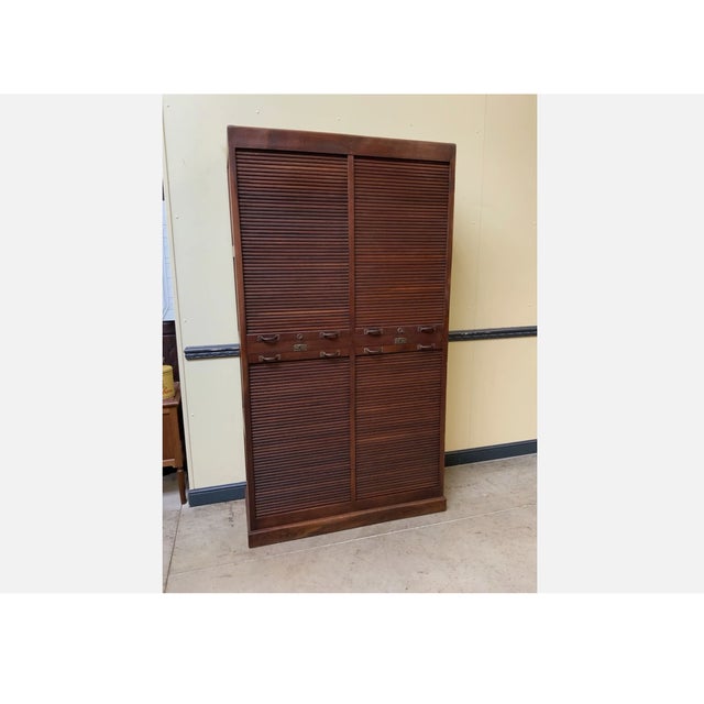 Antique Art Nouveau Roller Shutter Archive Cabinet, 1910 For Sale - Image 9 of 9