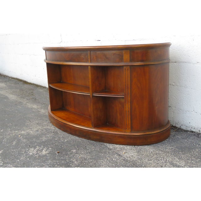 Drexel Heritage Flame Mahogany Kidney Shaped Executive Desk With Bookcase 6084 For Sale - Image 12 of 18