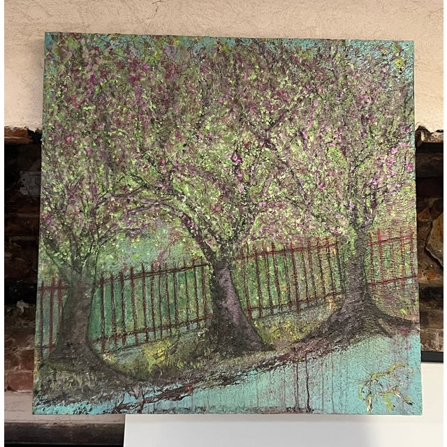 Italian Artist, Blossom with ArpVerdeacqua, Acrylic on Canvas For Sale - Image 9 of 11