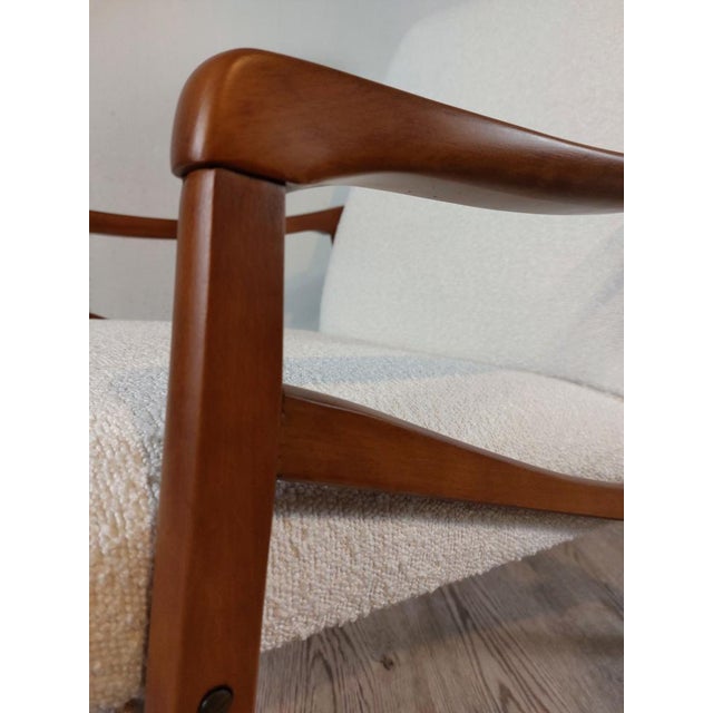 Set of Mid-Century Armchairs in Beech and Bouclé Cream Fabric by Jiroutek for Interior Praha, Czech, 1960s For Sale - Image 13 of 15