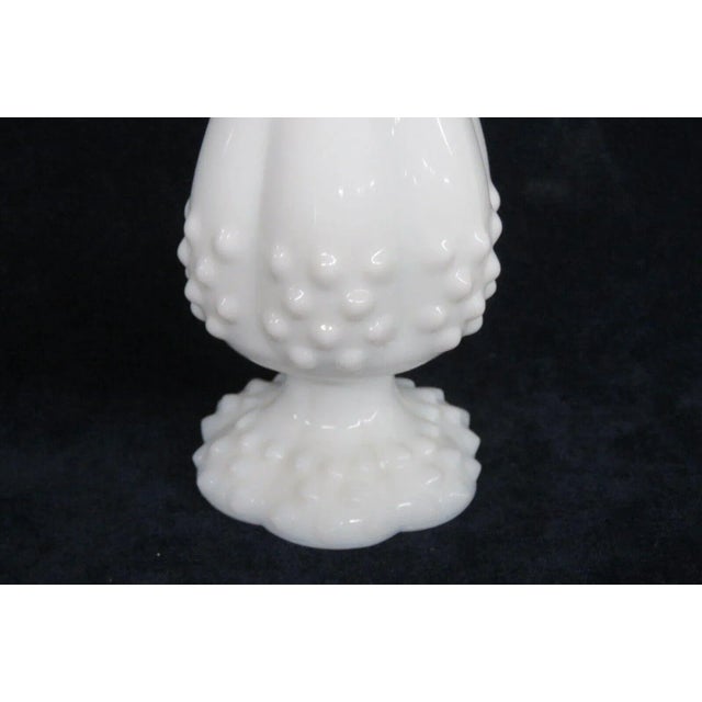 Mid-Century Modern Fenton Hobnail White Milk Glass Small Footed Swung Vase For Sale - Image 3 of 8