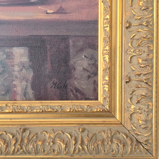 Oriental Vase with Crab Apples by American artist Delbert Gish print with ornate gold frame.