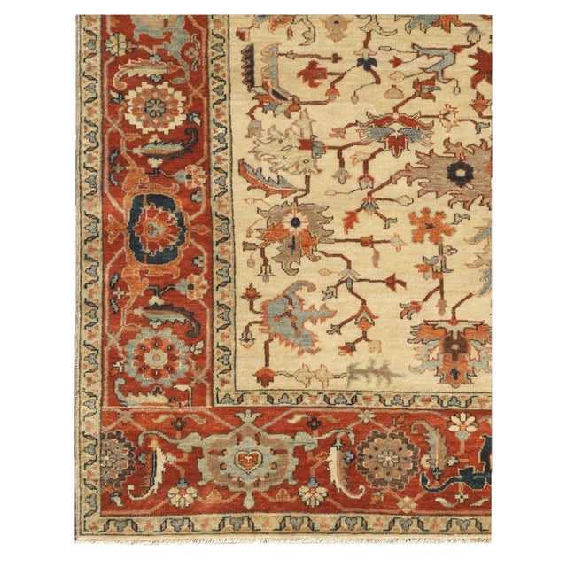 Traditional Exquisite Rugs Serapi Hand knotted Wool Ivory/Red Rug-14'x18' For Sale - Image 3 of 6