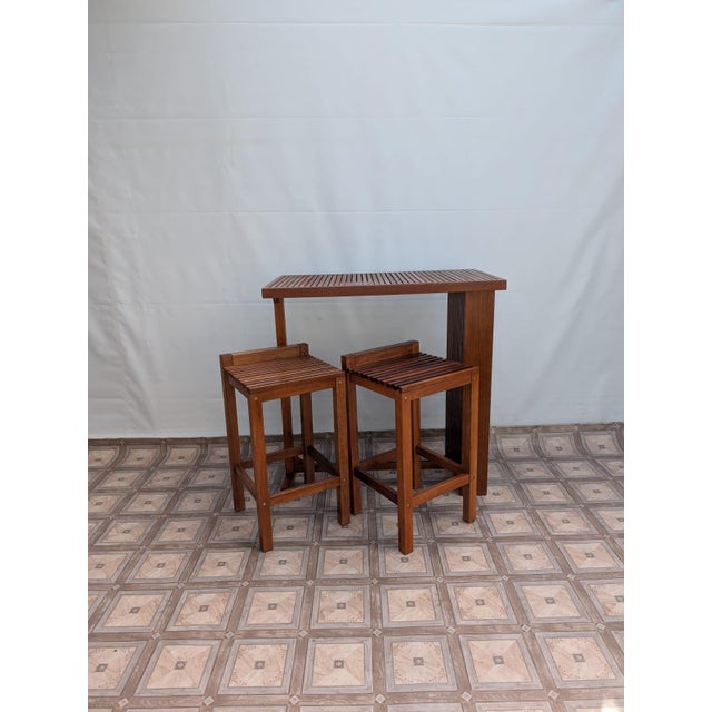 Bar Furniture in Exotic Teak, Set of 3 For Sale - Image 3 of 18
