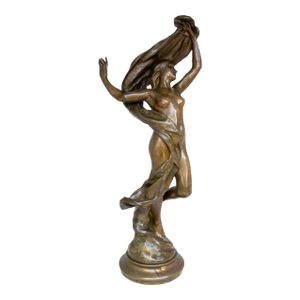 Henri Godet "L'Aurore" Patinated Bronze Sculpture