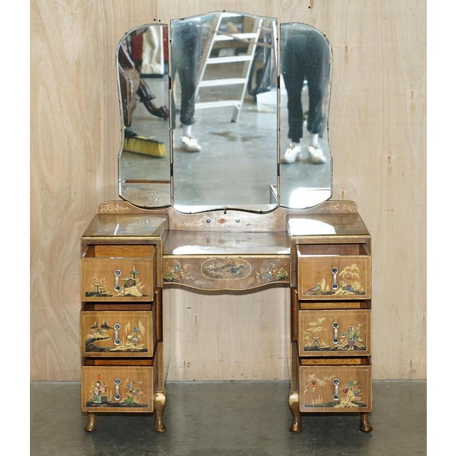 Chinese Chinoiserie Walnut Dressing Table, 1920s For Sale - Image 18 of 18