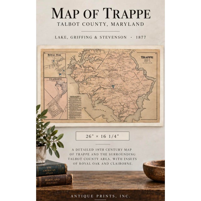 American Map of Trappe & Royal Oak, Talbot County, Maryland — Lake, Griffing & Stevenson, 1877 For Sale - Image 3 of 3