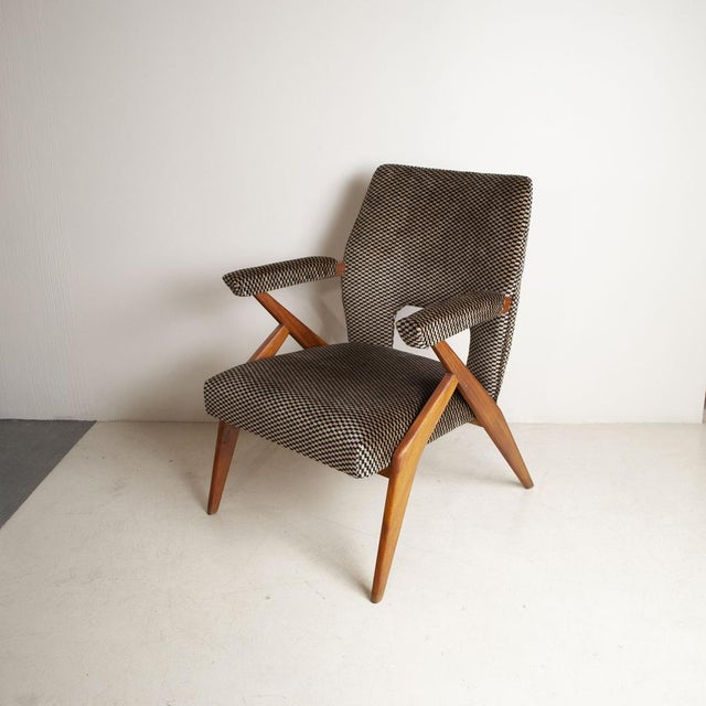Armchairs with Wooden Structure & Velvet Upholstery by Antonio Gorgone, 1950s, Set of 3 For Sale - Image 13 of 14