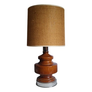 Vintage Table Lamp in Glazed Ceramic and Chromed Metal, 1970s For Sale