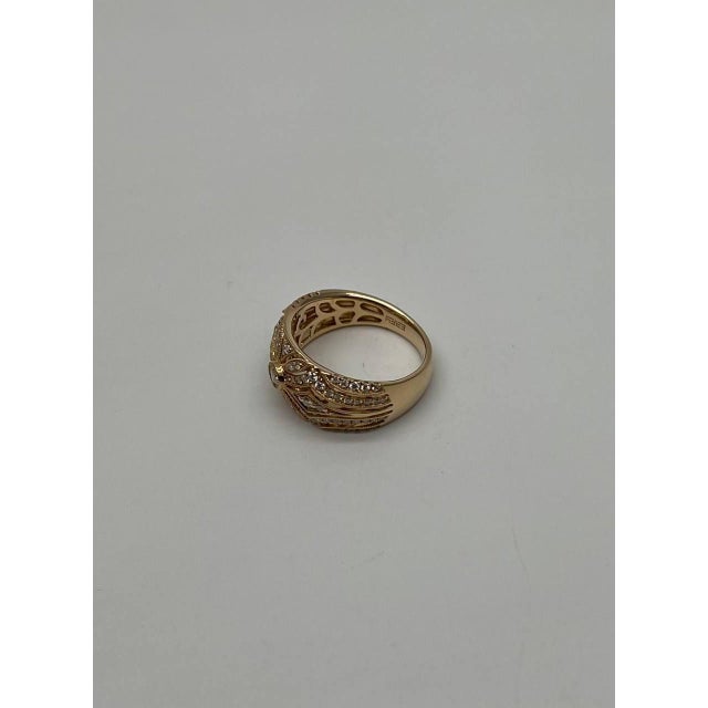 Edwardian Style Diamond Bezel Filigree 14k Yellow Gold Vintage Details Band Ring For Sale - Image 4 of 11