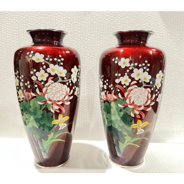 Red Red Pigeon or Ox Blood Silver Rimmed Vases Ginbari For Sale - Image 8 of 8