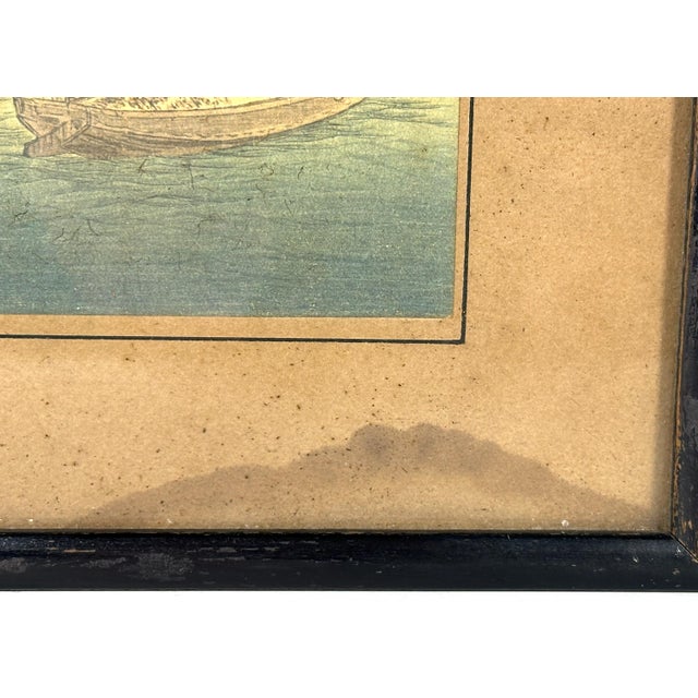 Blue Early 20th Century Japanese Woodblock Fishing Pillar Print by Shoda Koho For Sale - Image 8 of 10