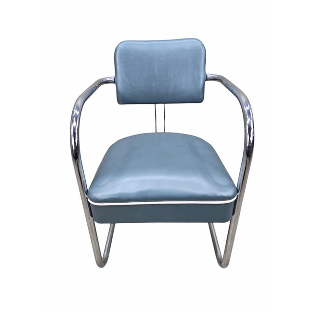 Metal Mid 20th Century Art Deco Cantilever Chairs Newly Reupholstered - Pair For Sale - Image 7 of 11