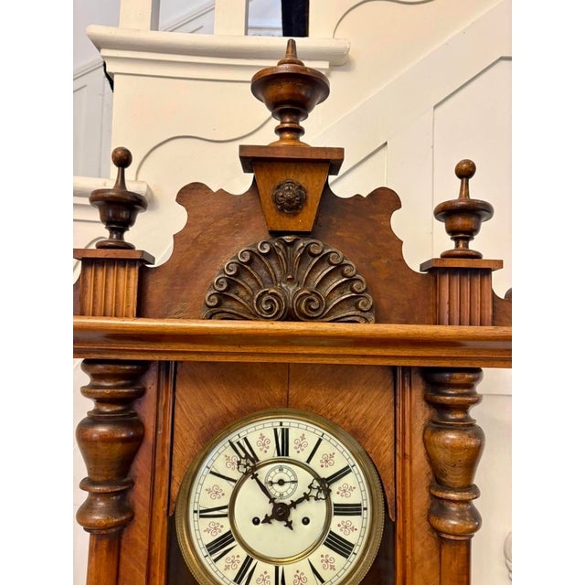 Antique Carved Walnut Regulator Striking Wall Clock, Vienna, Austria, 1860 For Sale - Image 15 of 18