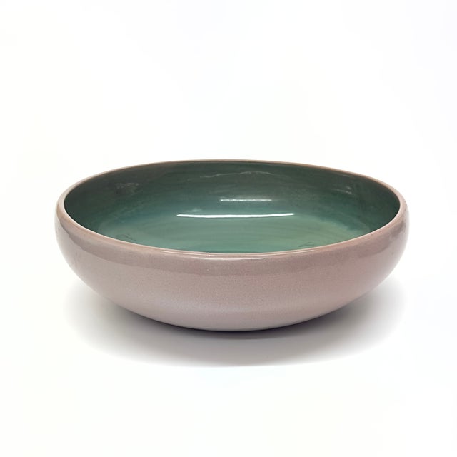 Muted Green & Pink Eclectic Serving Bowl Curation - Group of 6 For Sale In Miami - Image 6 of 12