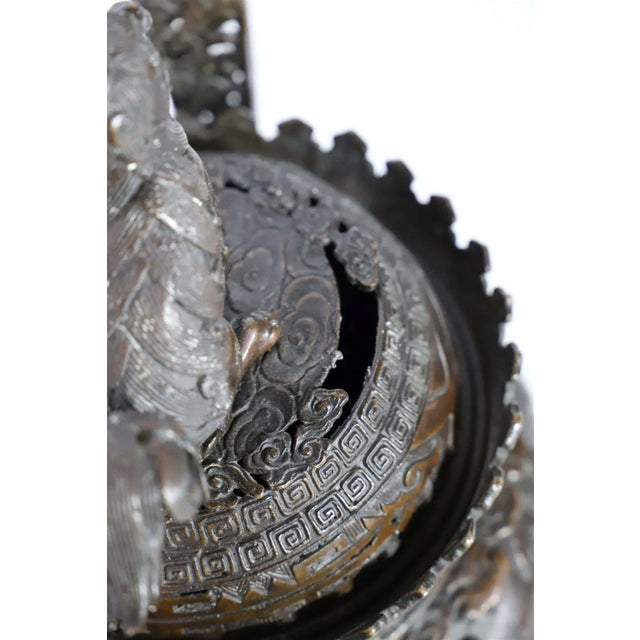 Antique Bronze Chinese Foo Dog Incense Burner For Sale In Denver - Image 6 of 6
