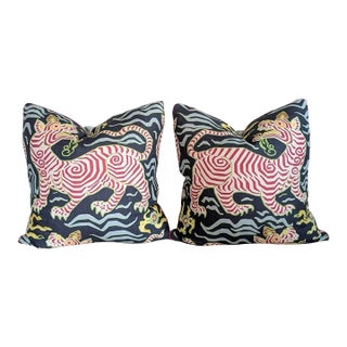 Clarence House Tibetan Dragon Pillows, a Pair For Sale
