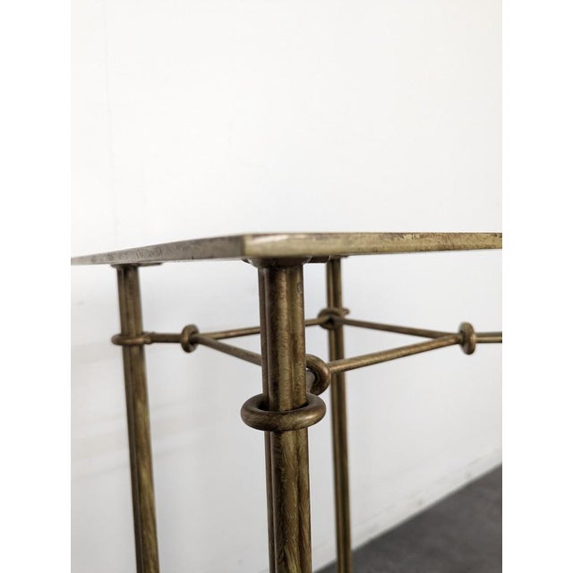Wrought Iron Pedestal Table in the style of Diego Giacometti For Sale - Image 4 of 6