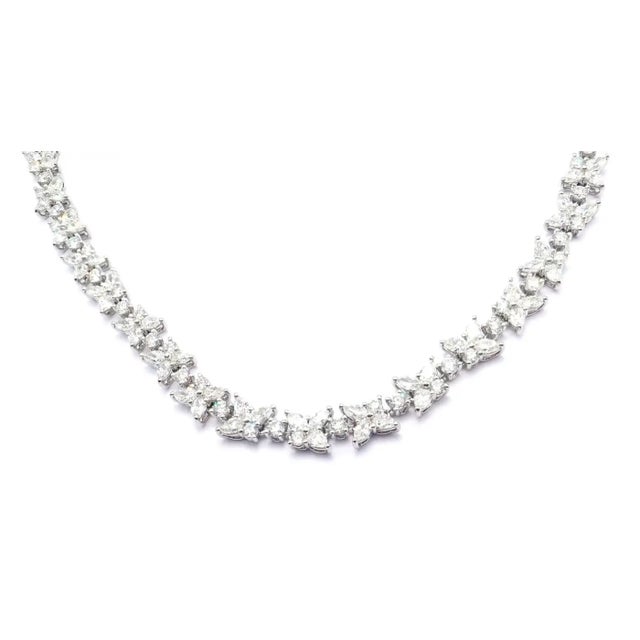 Contemporary Tiffany & Co. Victoria Diamond Mixed Cluster Platinum Necklace For Sale - Image 3 of 12
