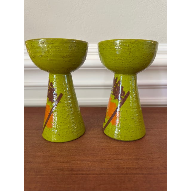 Vintage Rosenthal Netter Aldo Londi for Bitossi Art Pottery Candleholders, Made in Italy - A Pair For Sale - Image 17 of 18