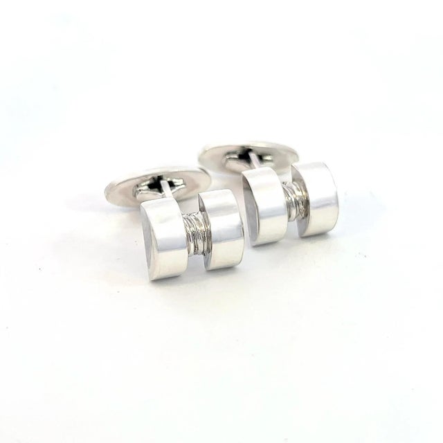 1990s Georg Jensen Estate Cufflinks Sterling Silver 15.4 Grams, 2 pieces For Sale - Image 12 of 12