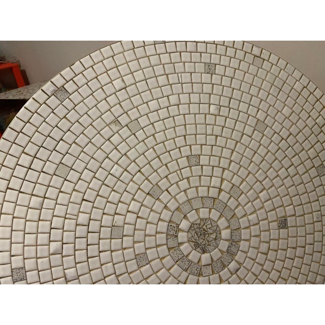 Mid-Century Martz Style Mosaic Tile Coffee / Side Table Martz-Style Round Brass Mosaic For Sale - Image 9 of 13