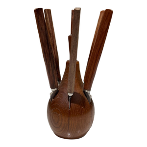 Karl Holmberg Teak Fruit or Cheese Knife Set Japan Mid Century