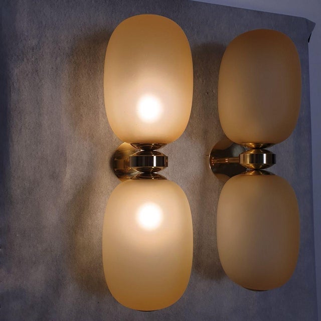 Barovier & Toso 1980s Pair of Amber Murano Glass, Mid Century Modern Sconces For Sale - Image 4 of 11