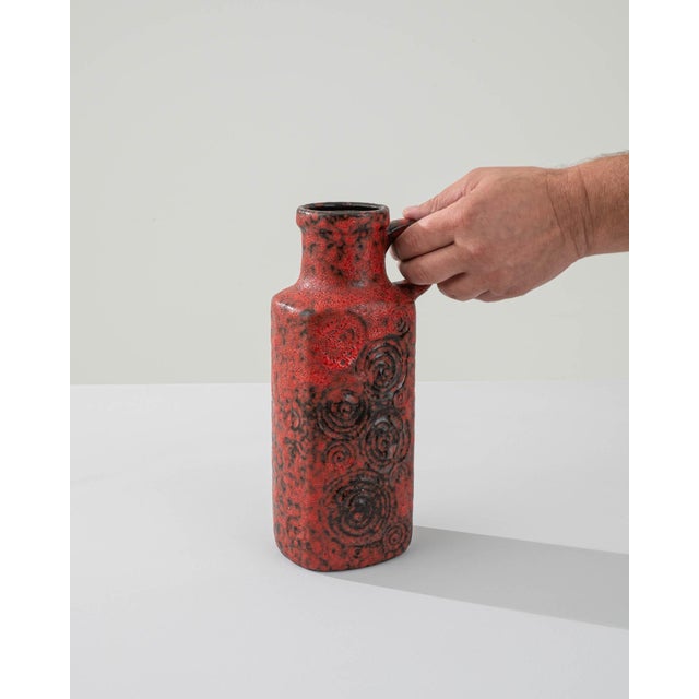 1960s German "W. Germany" Ceramic Vase Red For Sale - Image 18 of 18
