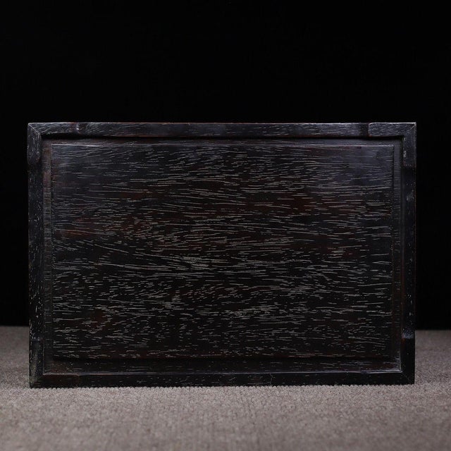 Dark Wood Tea Tray With Mother-of-Pearl Bird and Floral Inlay For Sale In Los Angeles - Image 6 of 10