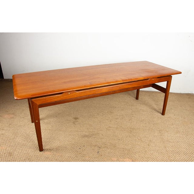 Large Danish Teak Coffee Table with 2 Side Document Holders, 1960 For Sale - Image 3 of 14