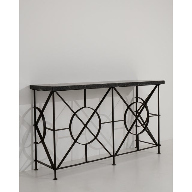 19th Century French Wrought Iron Console with Blue Stone Top For Sale - Image 12 of 13
