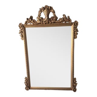 1920s Louis XV Style Hand Carved Gilded Wood Frame Mirror For Sale