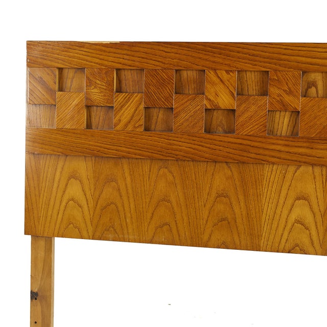 Lane Staccato Brutalist Mid Century Oak King Headboard Chairish